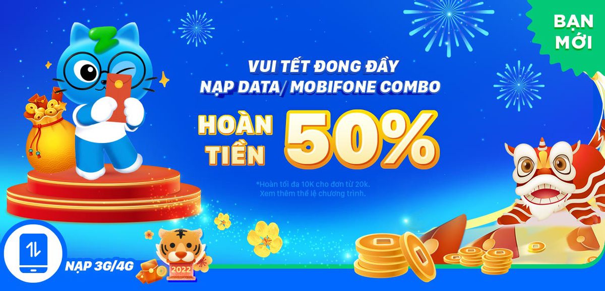 ZaloPay nạp data mobifone combo nhận hoàn tiền lên đến 50%