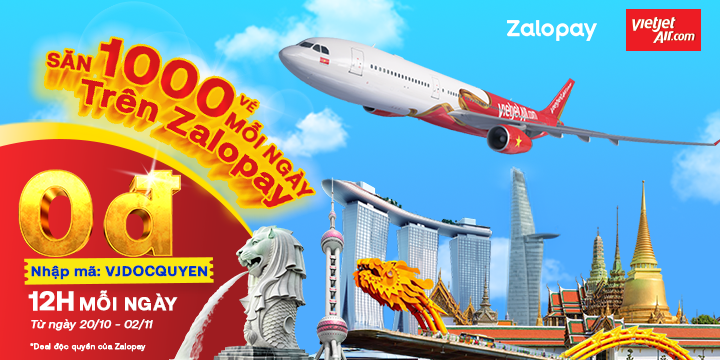 [Độc quyền] Giảm đến 15% tất cả các hạng vé Vietjet khi mua vé máy bay trên Zalopay