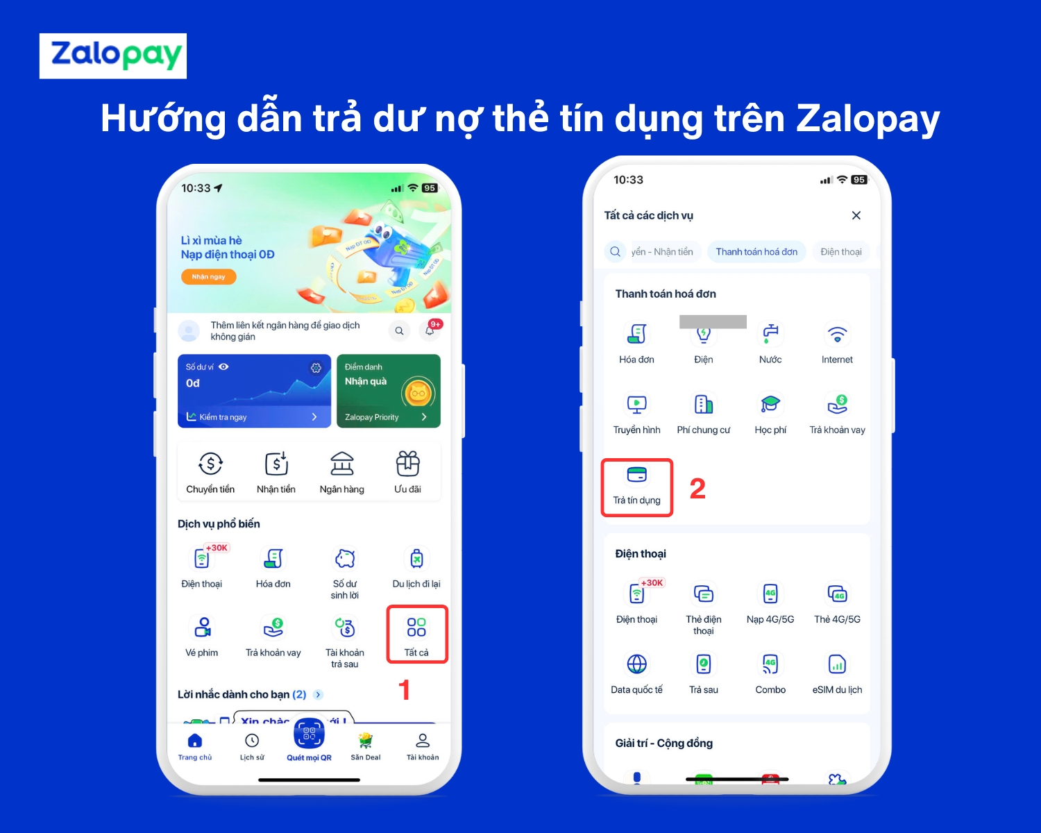 Hướng dẫn trả dư nợ thẻ tín dụng trên Zalopay