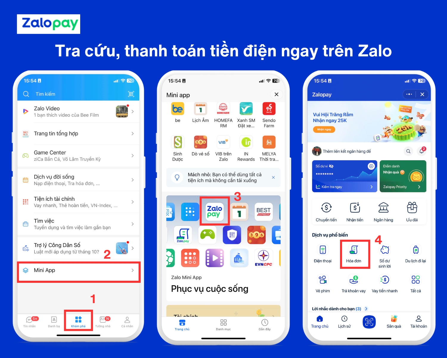 tra cứu, thanh toán tiền điện ngay trên Zalopay