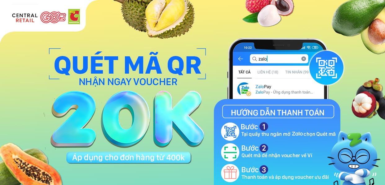 quét mã qr mua hàng bigc go thanh toán zalopay nhận khuyến mãi