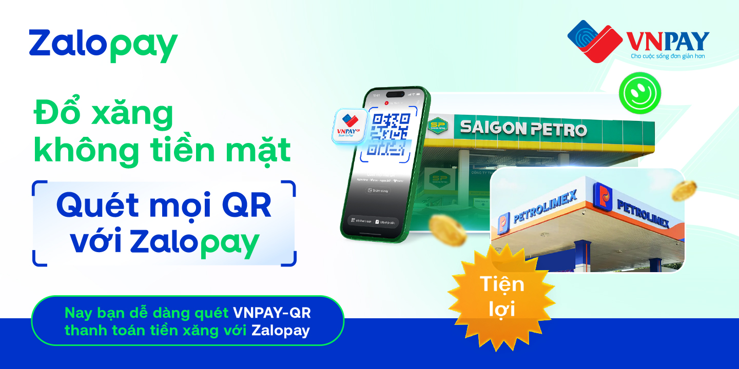 Đổi xăng không tiền mặt với Zalopay