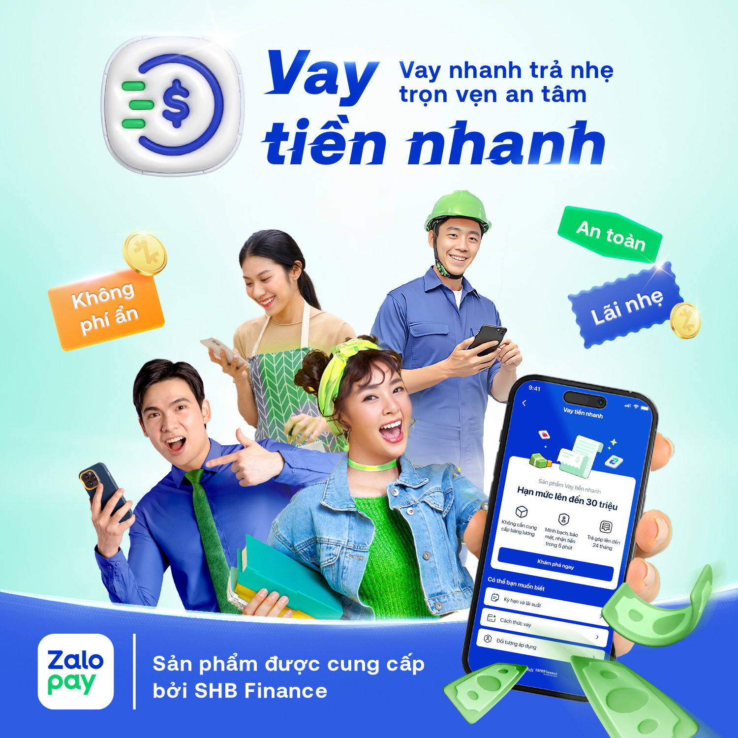 Vay tiêu dùng SHB với dịch vụ Vay tiền nhanh trên Zalopay.