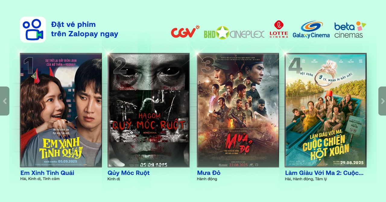 Đặt vé xem phim Zalopay