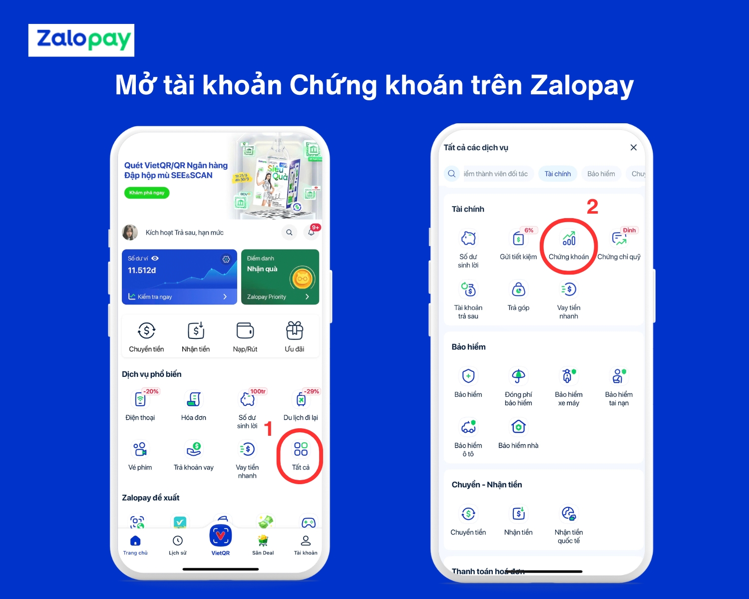 mở tài khoản Chứng khoán trên Zalopay