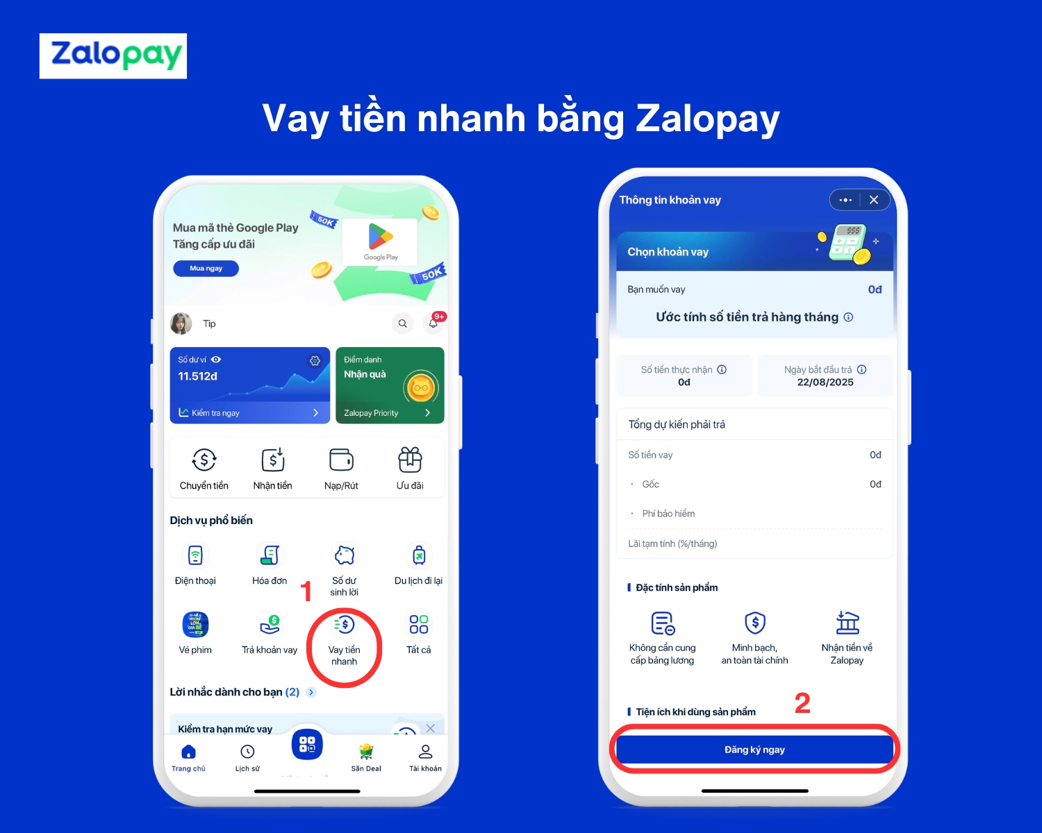 Hướng dẫn Vay tiền nhanh trên Zalopay