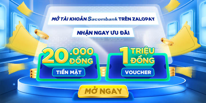 Mở tài khoản ngân hàng Sacombank trên ứng dụng ZaloPay