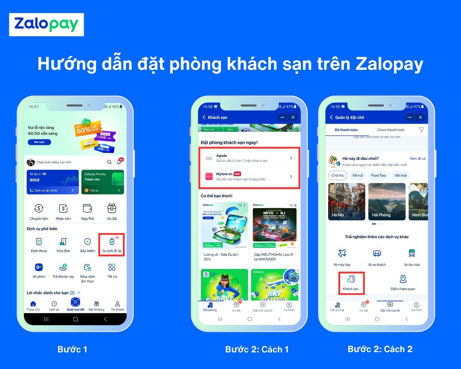 Đặt phòng khách sạn trên Zalopay