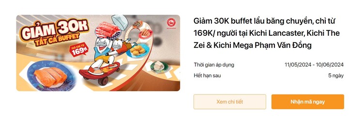 Săn khuyến mãi mới nhất tại Buffet Kichi Kichi