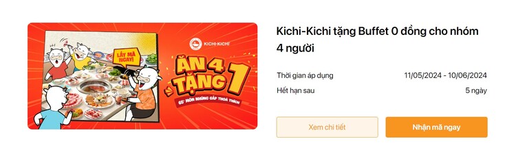 Săn khuyến mãi mới nhất tại Buffet Kichi Kichi