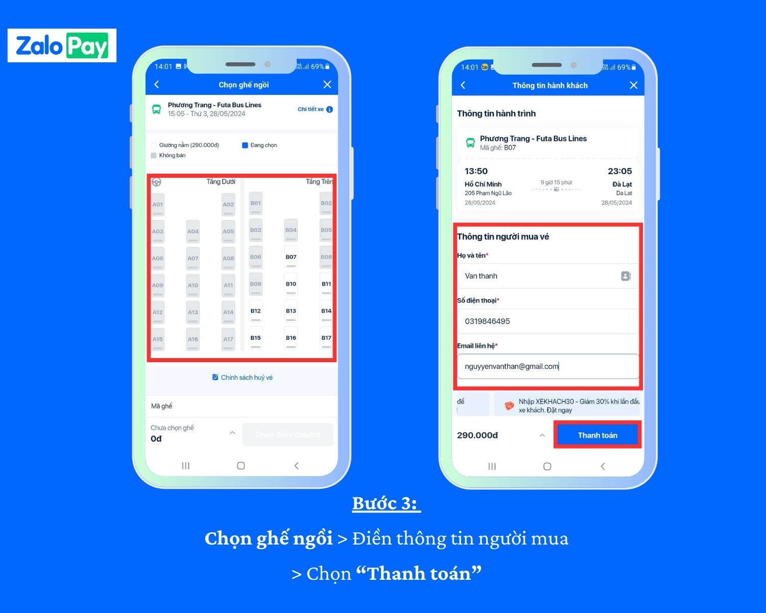 Đặt vé xe khách trên ZaloPay