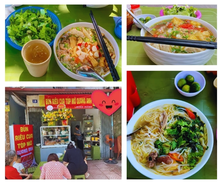 Bún riêu tóp mỡ Quang Anh - Quán bún riêu ốc ngon ở Hà Nội được yêu thích
