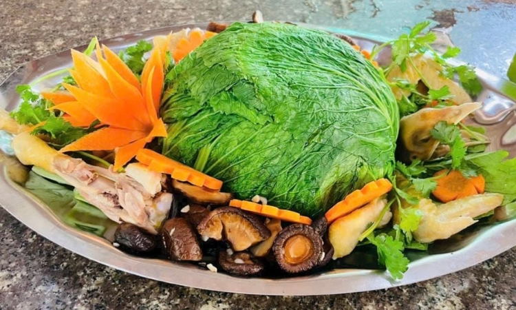 Gà hấp cải bẹ xanh