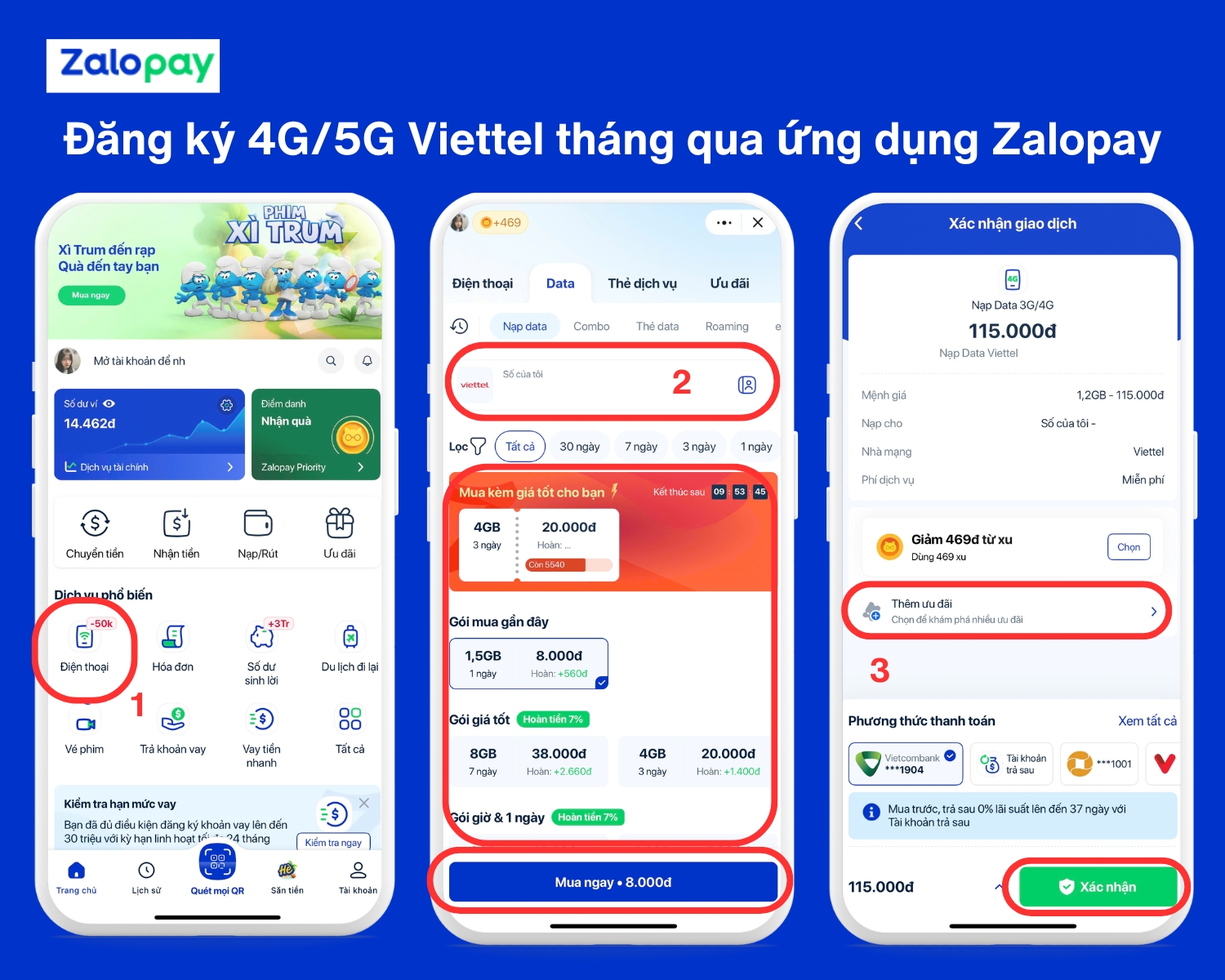 Đăng ký 4G/5G Viettel tháng qua ứng dụng Zalopay