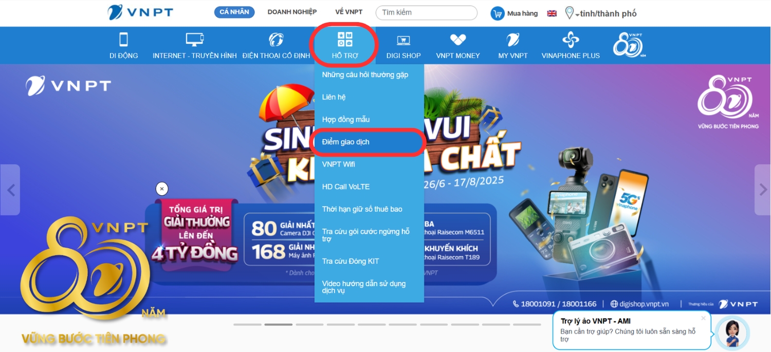 Đăng ký gói cước 4G/5G VinaPhone theo tháng trực tiếp tại điểm giao dịch