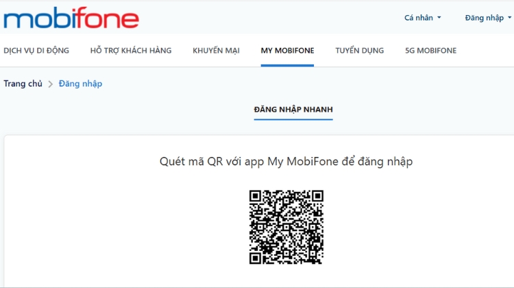 Đăng nhập vào My MobiFone