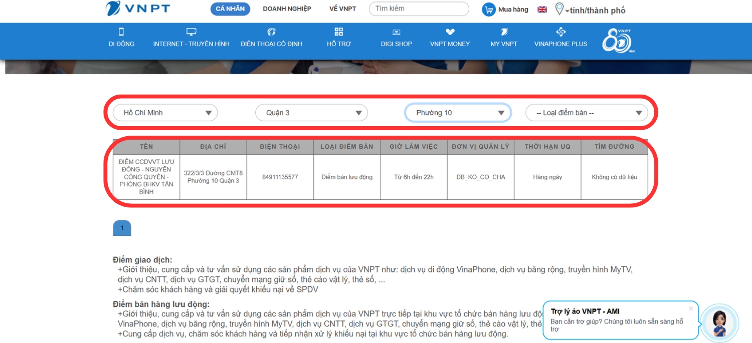 Cách tra cứu điểm giao dịch VNPT gần nhất