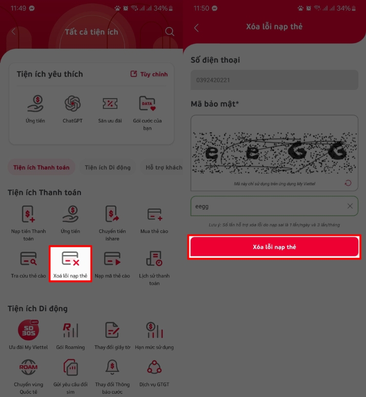 Mở khóa SIM Viettel do nhập sai mã thẻ cào