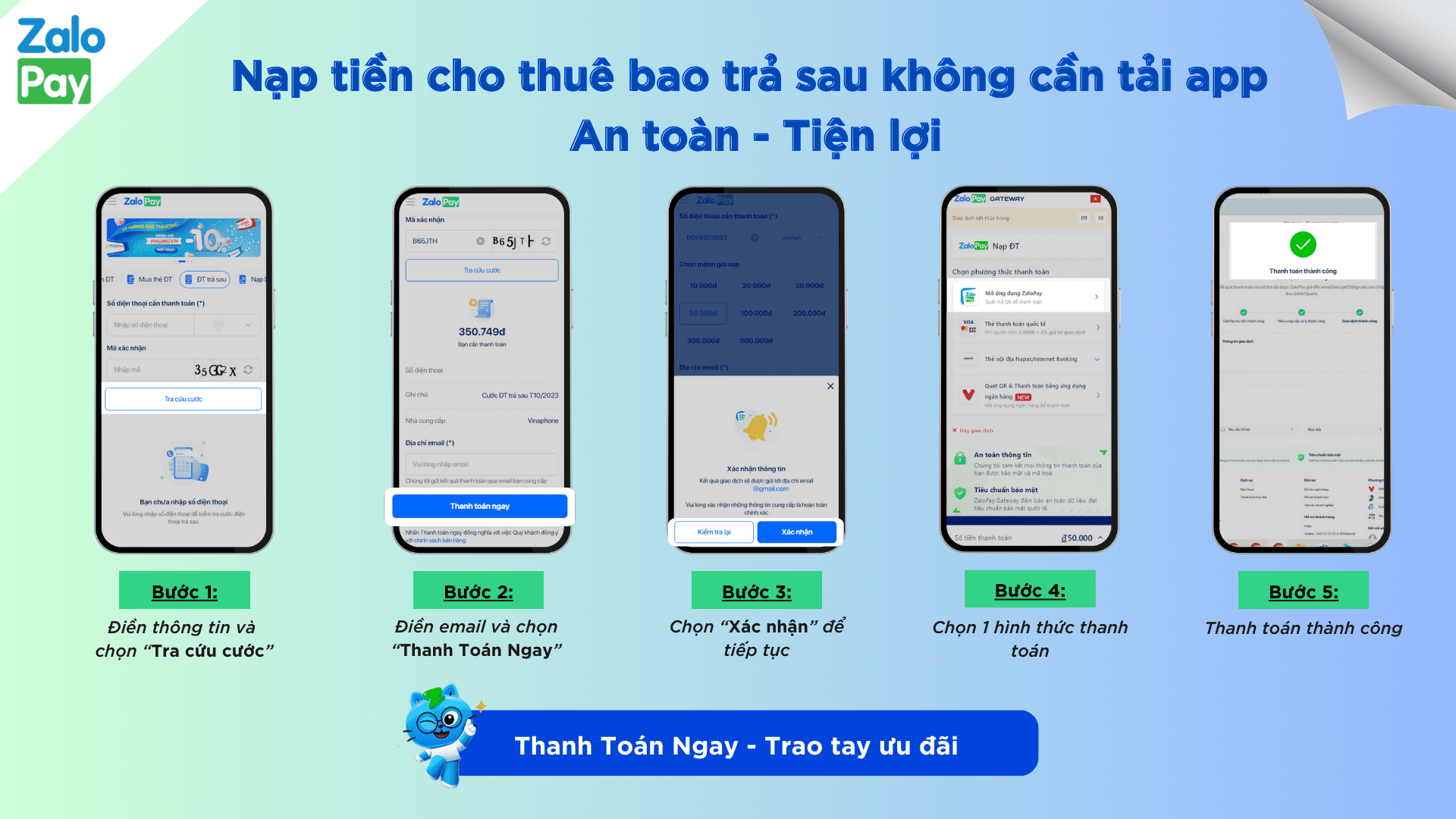 Thanh toán cước điện thoại trả sau qua ZaloPay