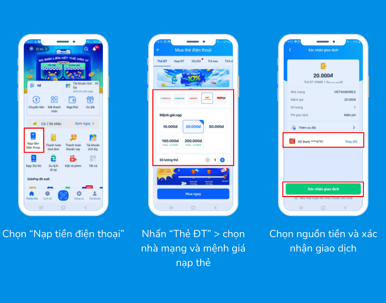 Mua thẻ điện thoại trên app ZaloPay