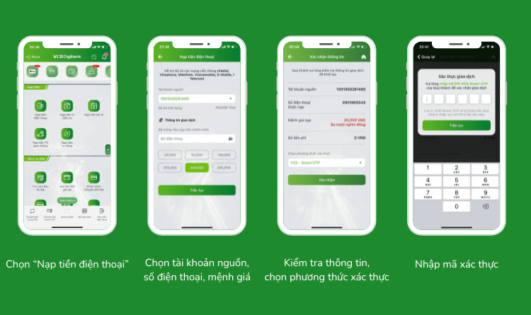 nạp thẻ MobiFone qua ứng dụng VCB Digibank