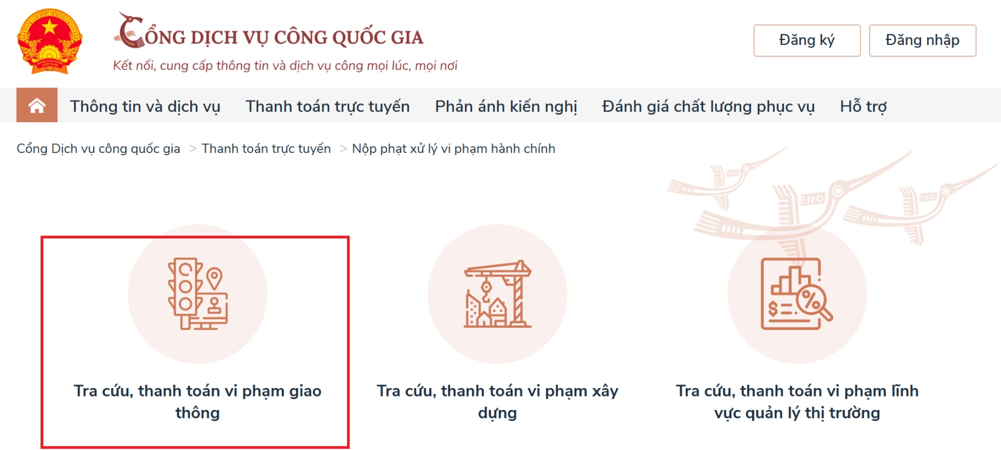 Hướng dẫn nộp phạt nguội