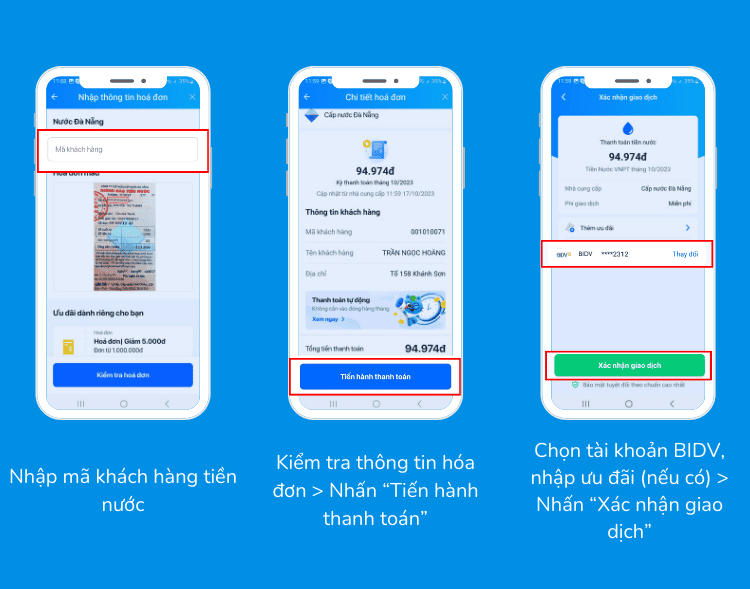 Đóng tiền nước bằng tài khoản ngân hàng BIDV qua ứng dụng ZaloPay