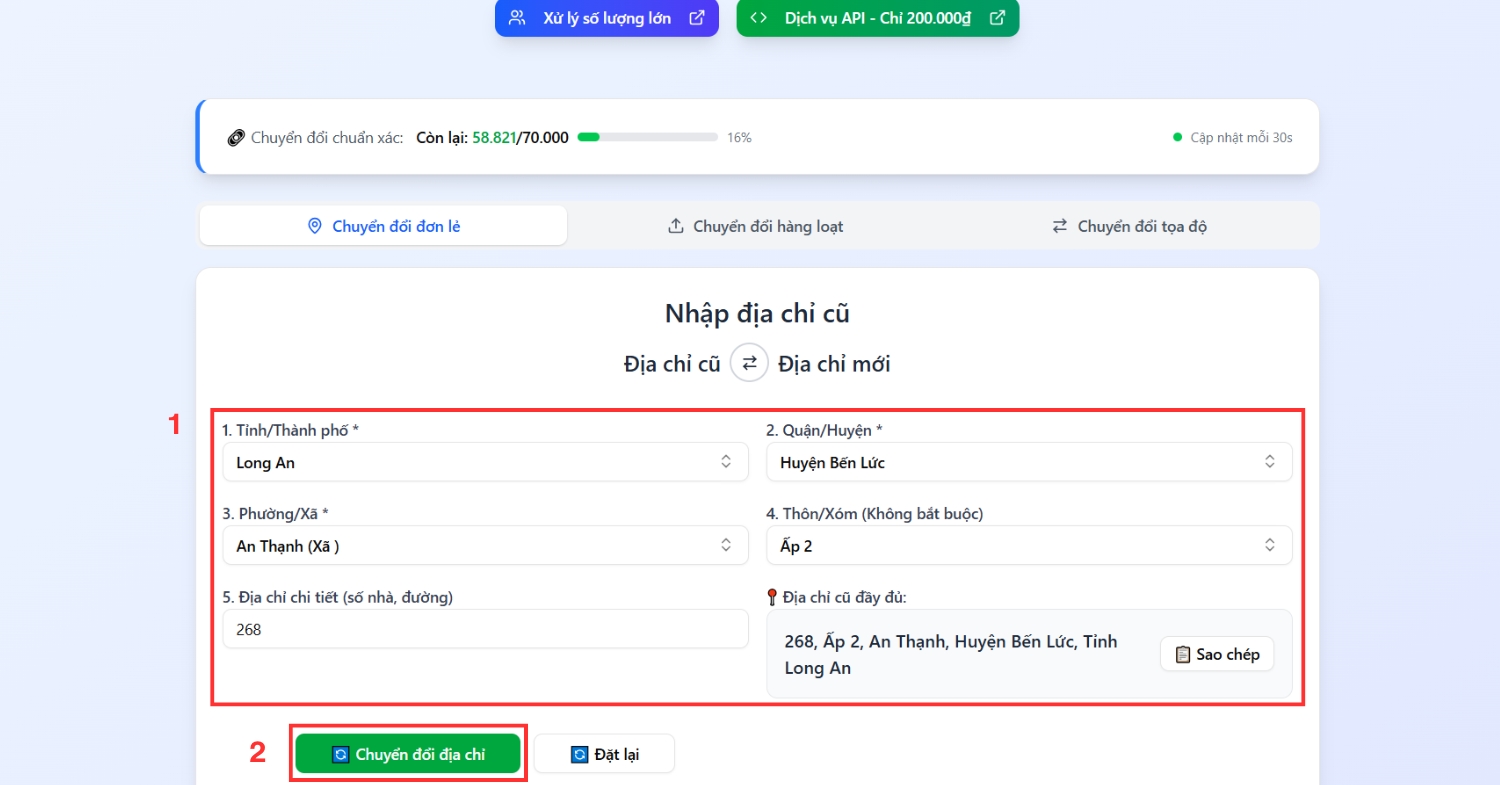 Tra cứu tại website Chuyển đổi địa danh Việt Nam