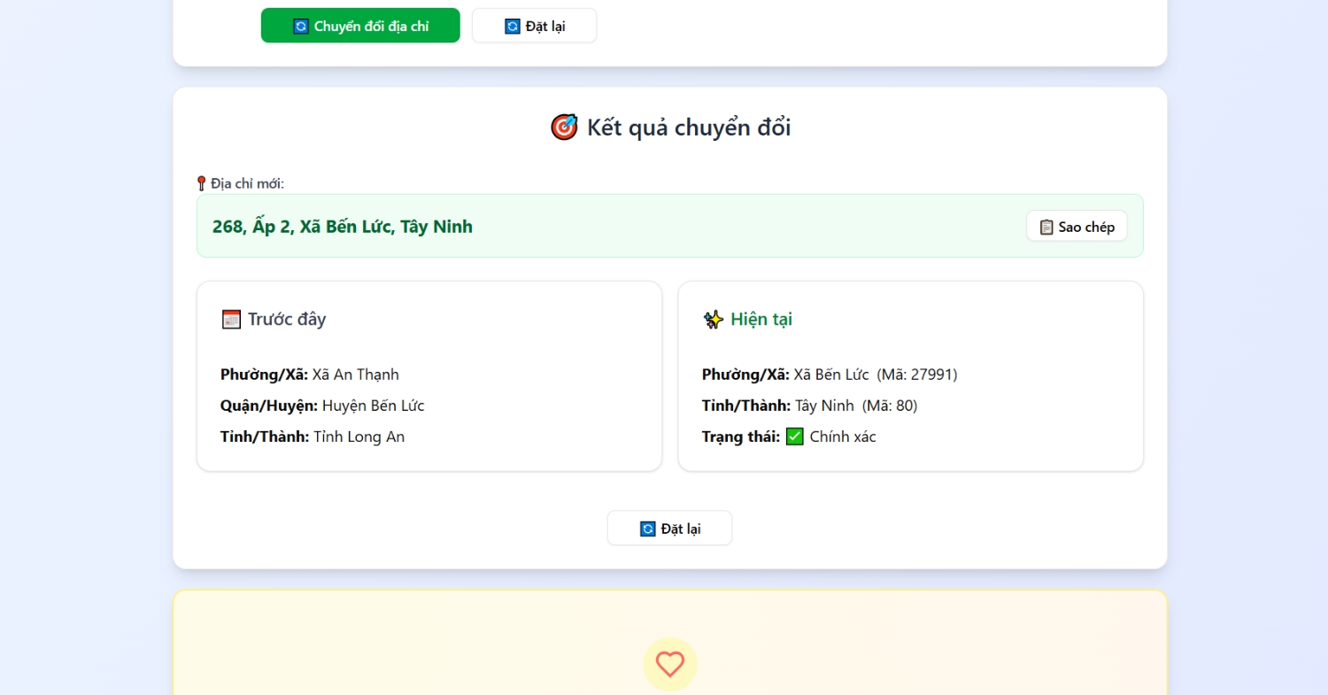 Tra cứu tại website Chuyển đổi địa danh Việt Nam