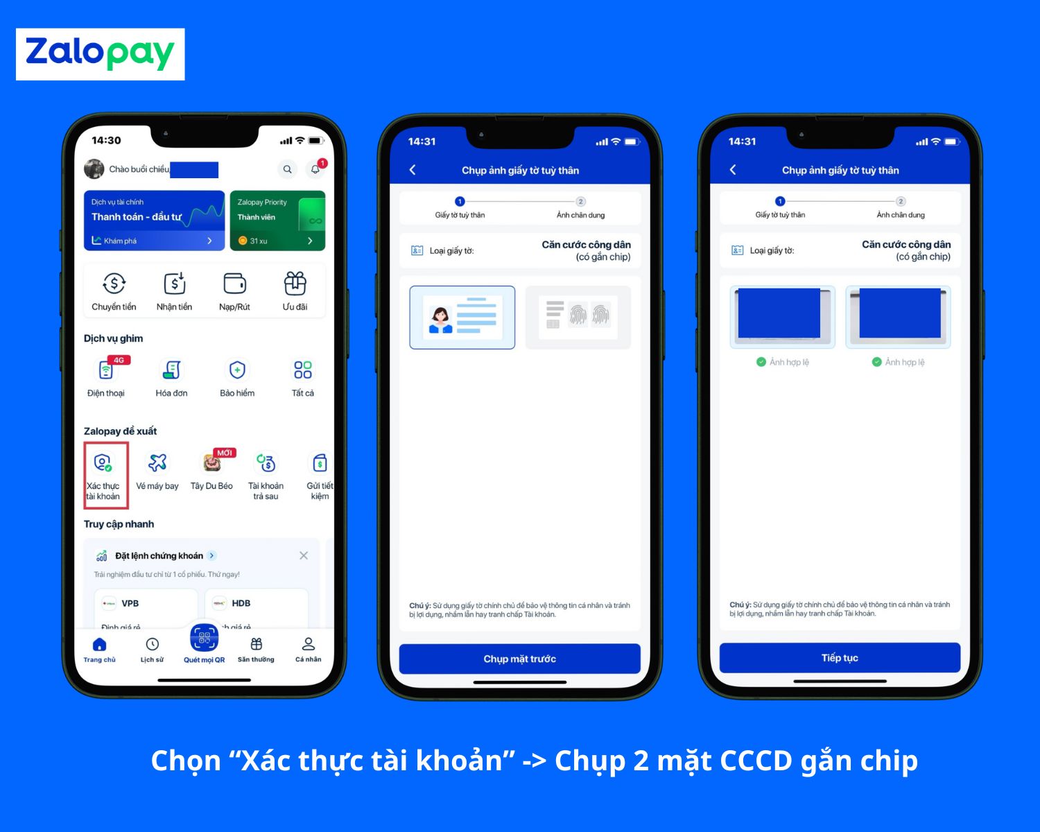 Cập nhật sinh trắc học đơn giản trên Zalopay