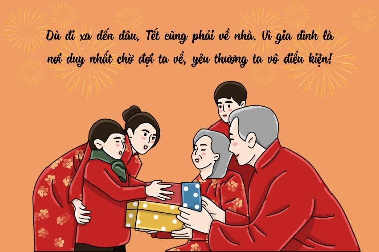 Caption, status Tết về gia đình