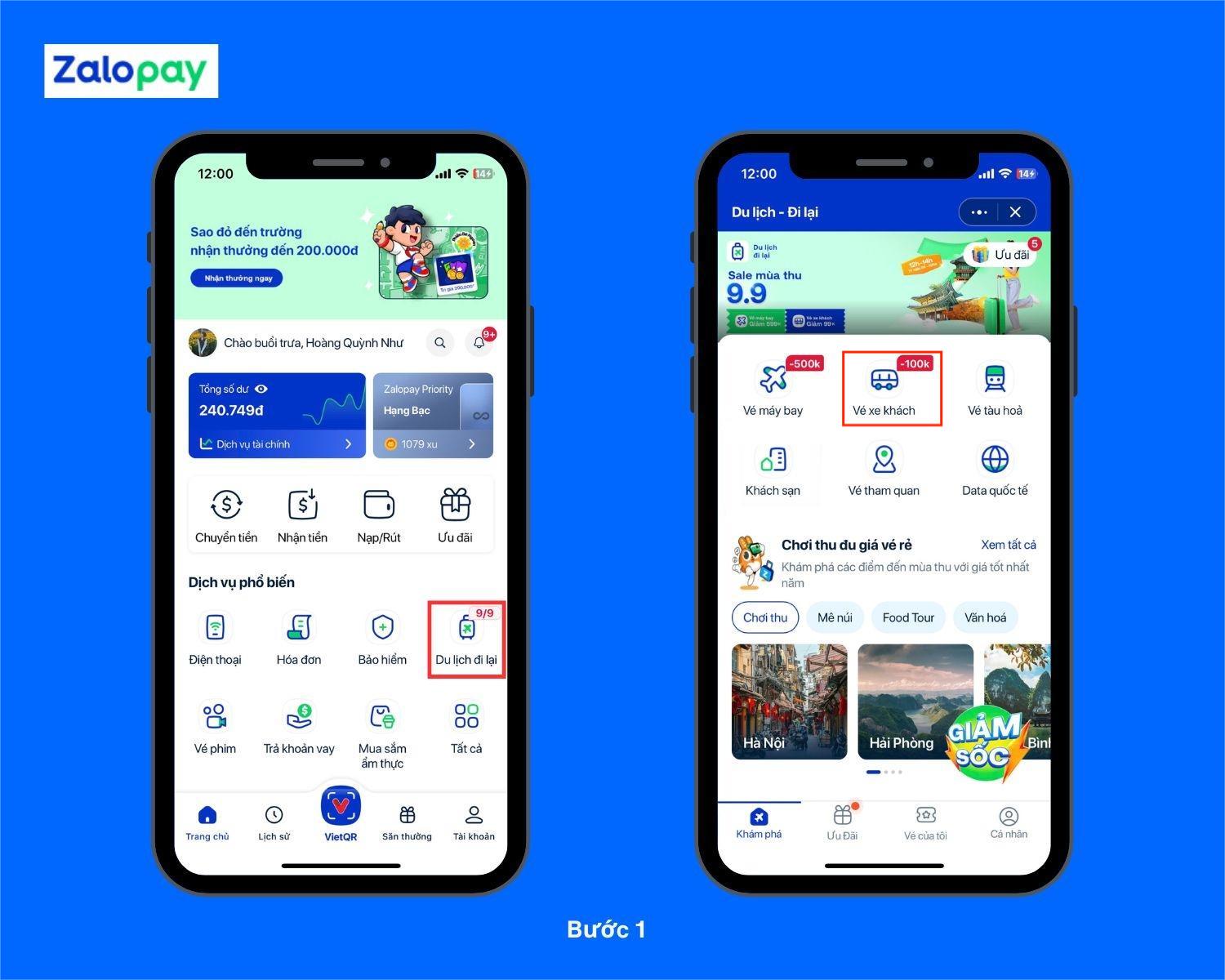 đặt vé xe khách bằng Zalopay