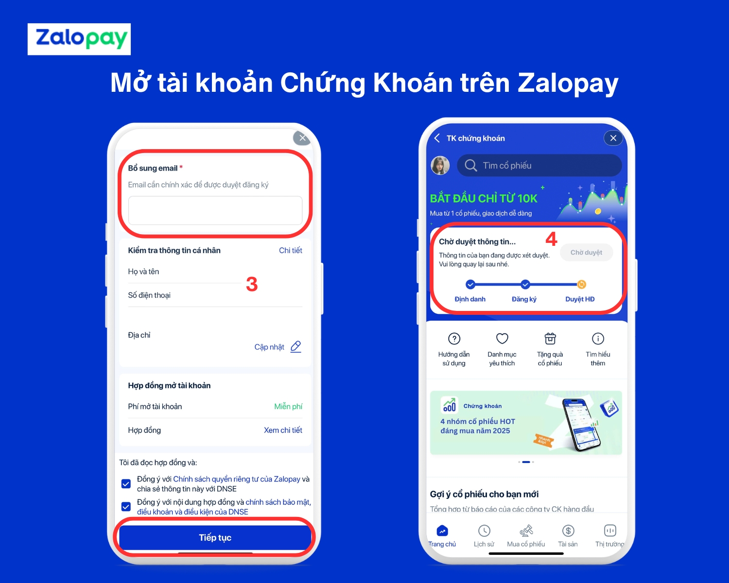 đăng ký tài khoản Chứng Khoán trên Zalopay
