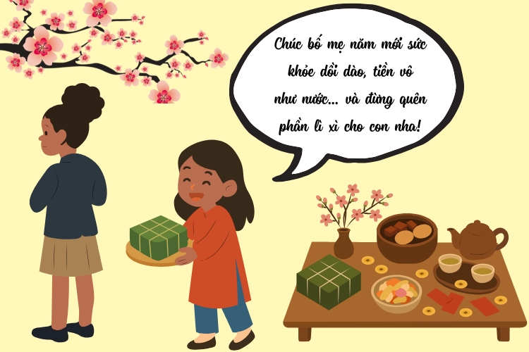 lời chúc Tết bố mẹ độc đáo và hài hước