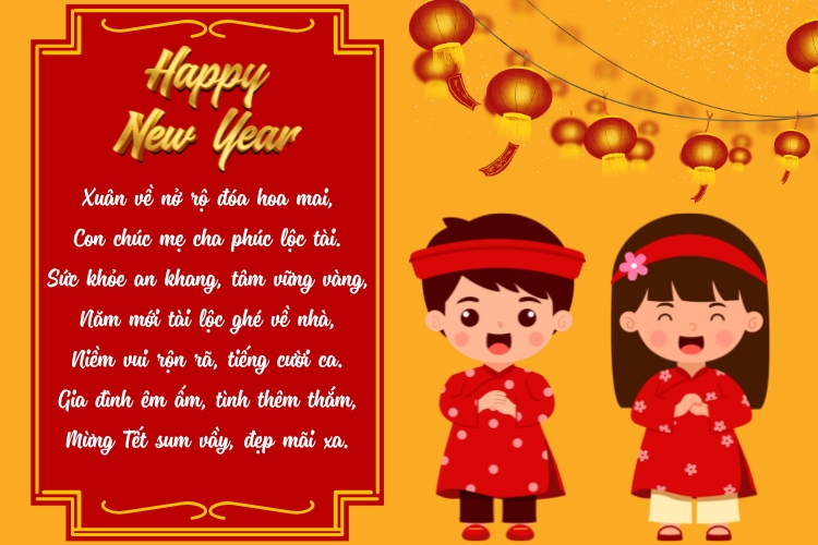 Thơ chúc Tết hay ý nghĩa dành tặng bố mẹ