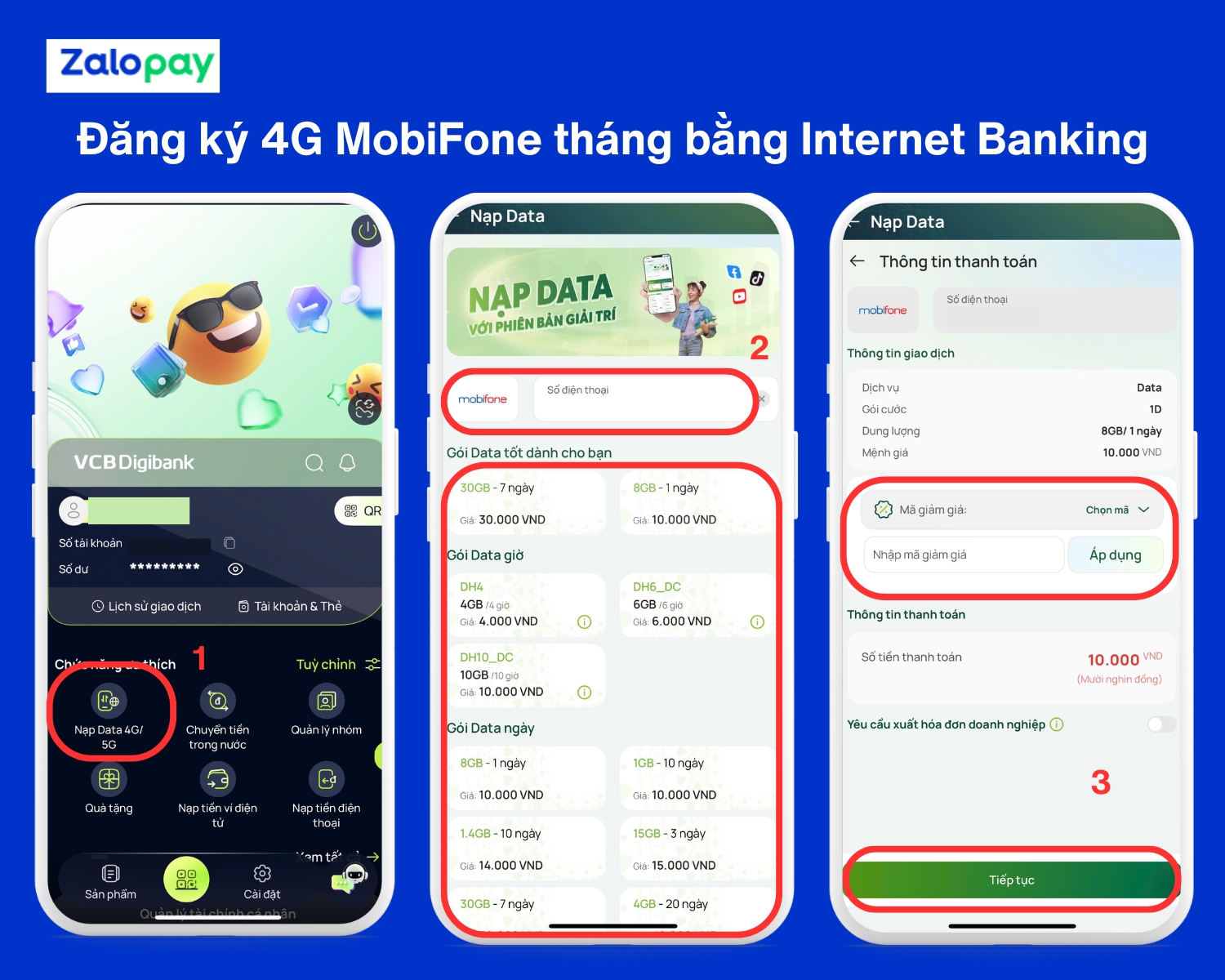 Cách đăng ký gói cước 4G/5G MobiFone tháng bằng Internet Banking