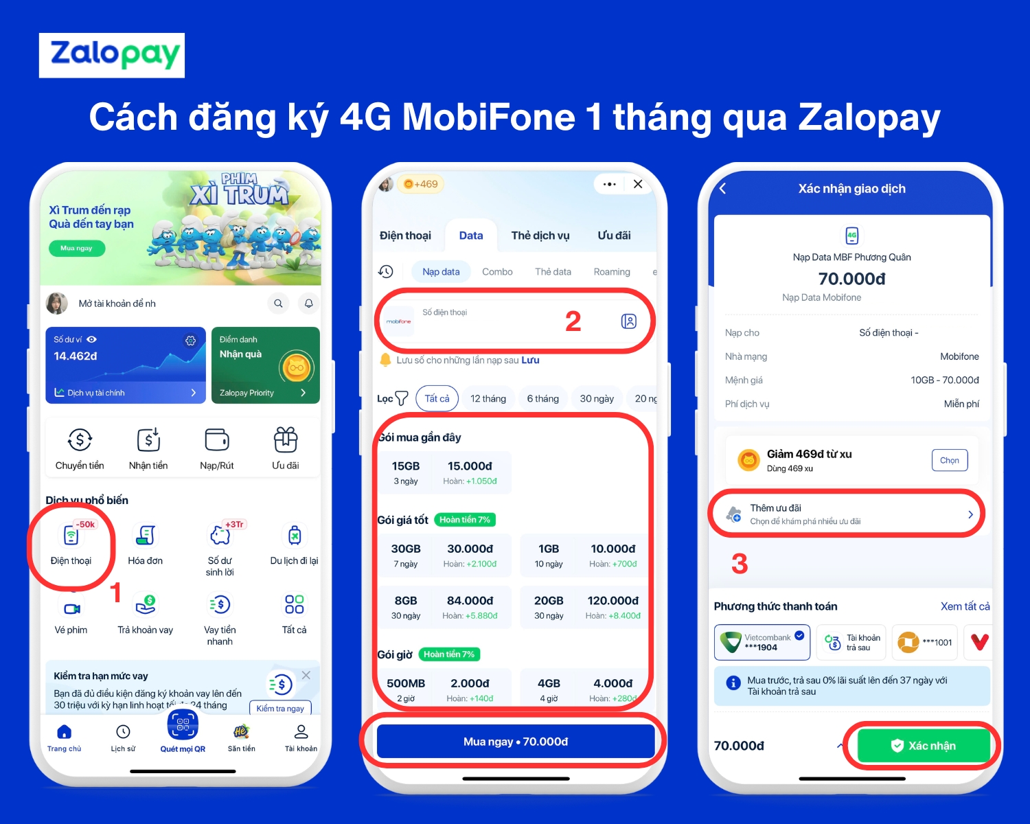 Các bước thực hiện đăng ký 4G/5G trên ứng dụng Zalopay
