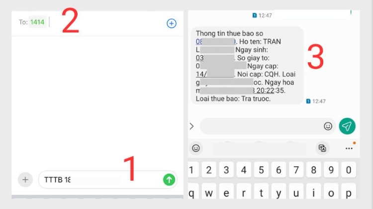 Soạn tin nhắn kiểm tra SIM chính chủ 