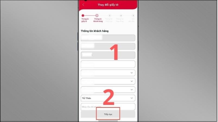Kiểm tra thông tin cá nhân rồi nhấn tiếp tục 