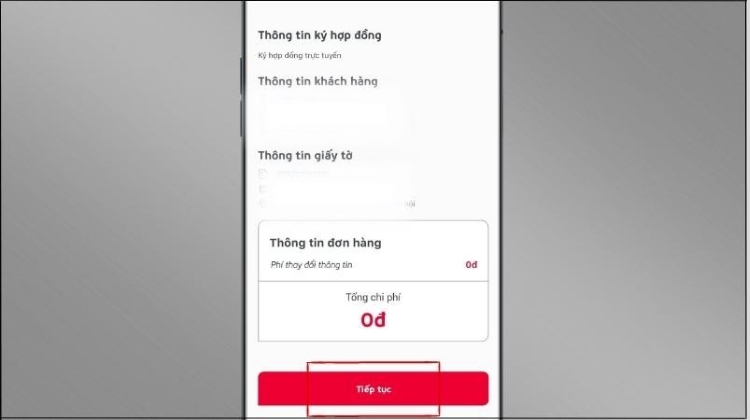 Kiểm tra thông tin cá nhân một lần nữa rồi nhấn tiếp