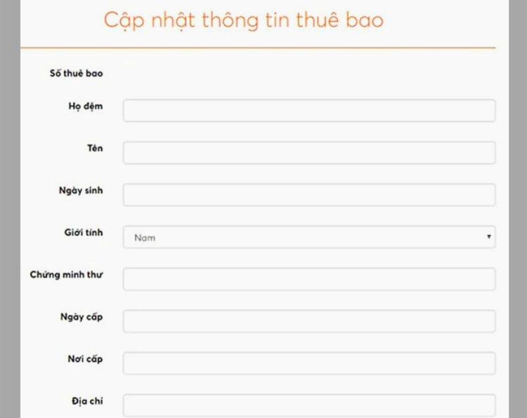 Cập nhật lại thông tin thuê bao
