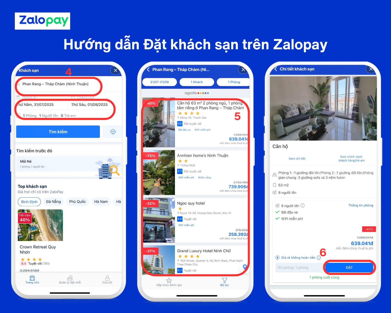 đặt phòng khách sạn hoặc homestay dễ dàng qua Zalopay
