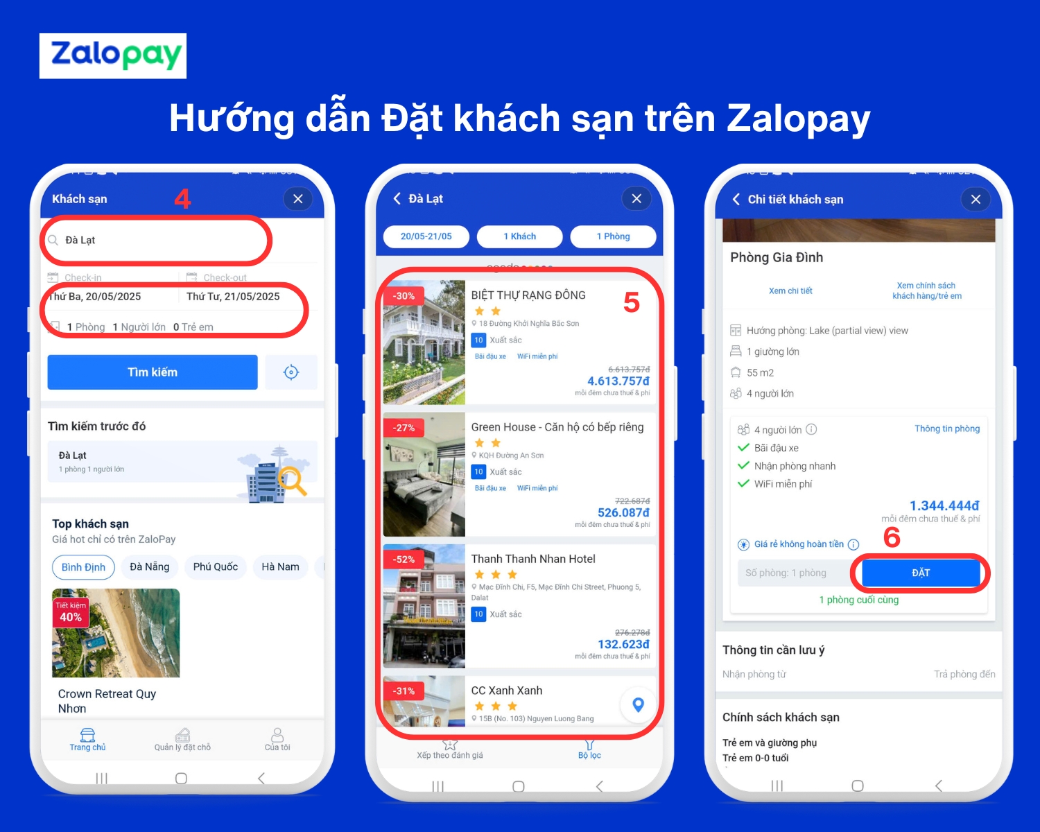 Đặt khách sạn trên Zalopay