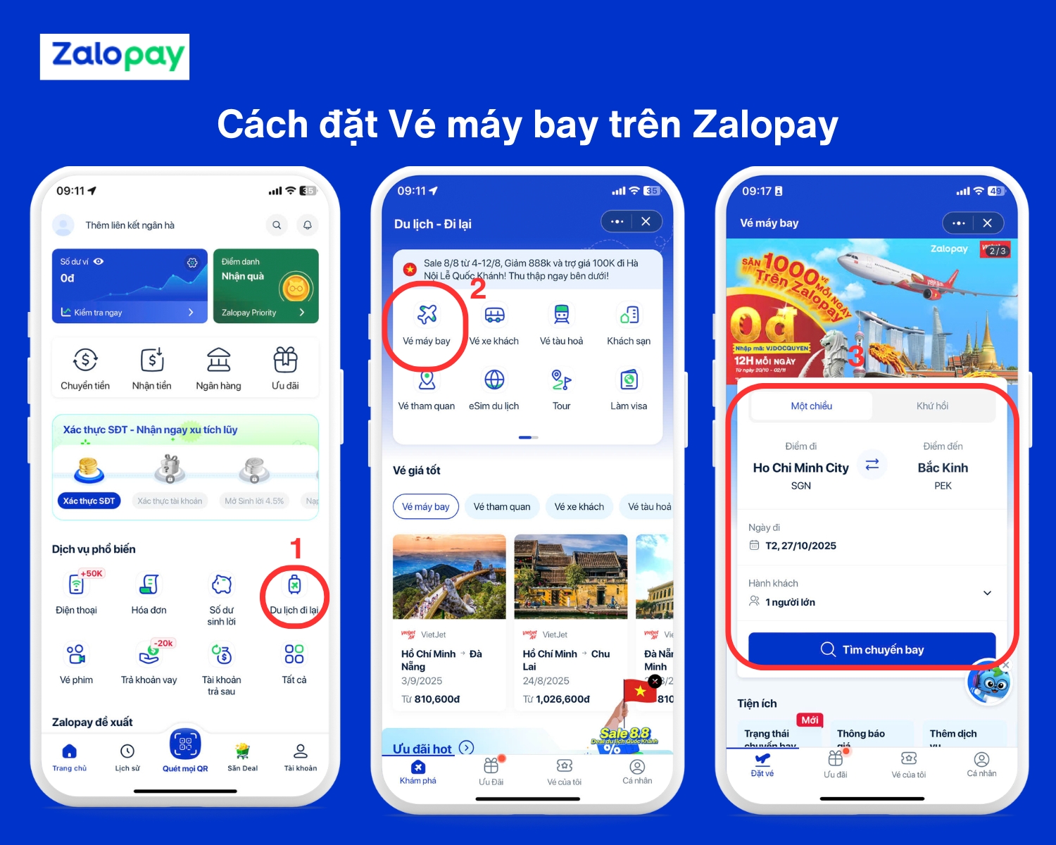 Đặt vé máy bay trên Zalopay