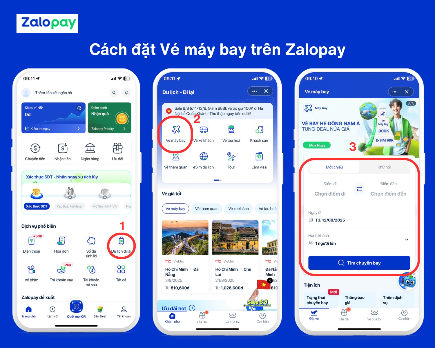 Đặt vé máy bay trên Zalopay