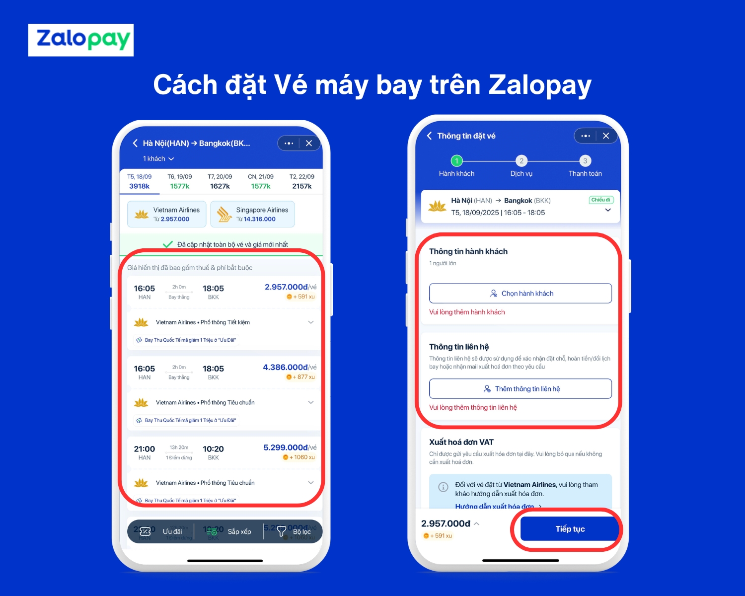 đặt vé máy bay qua Zalopay