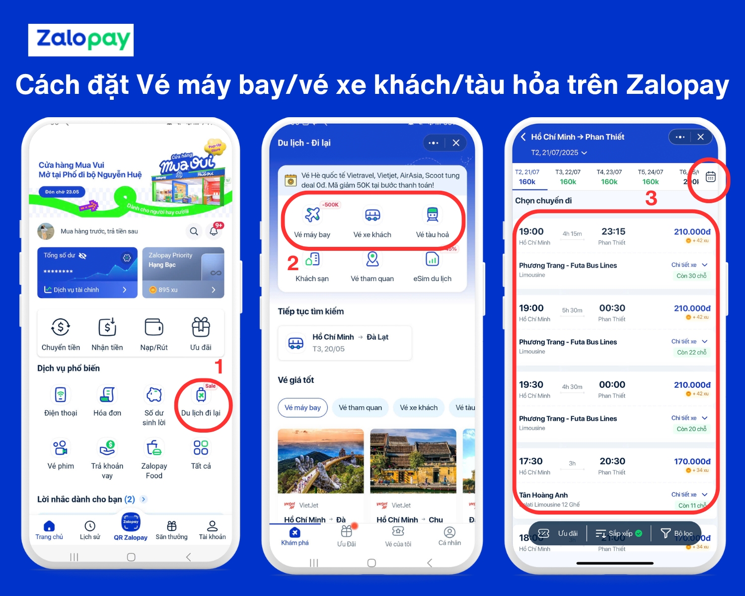 Đặt vé máy bay/xe khách/tàu hỏa