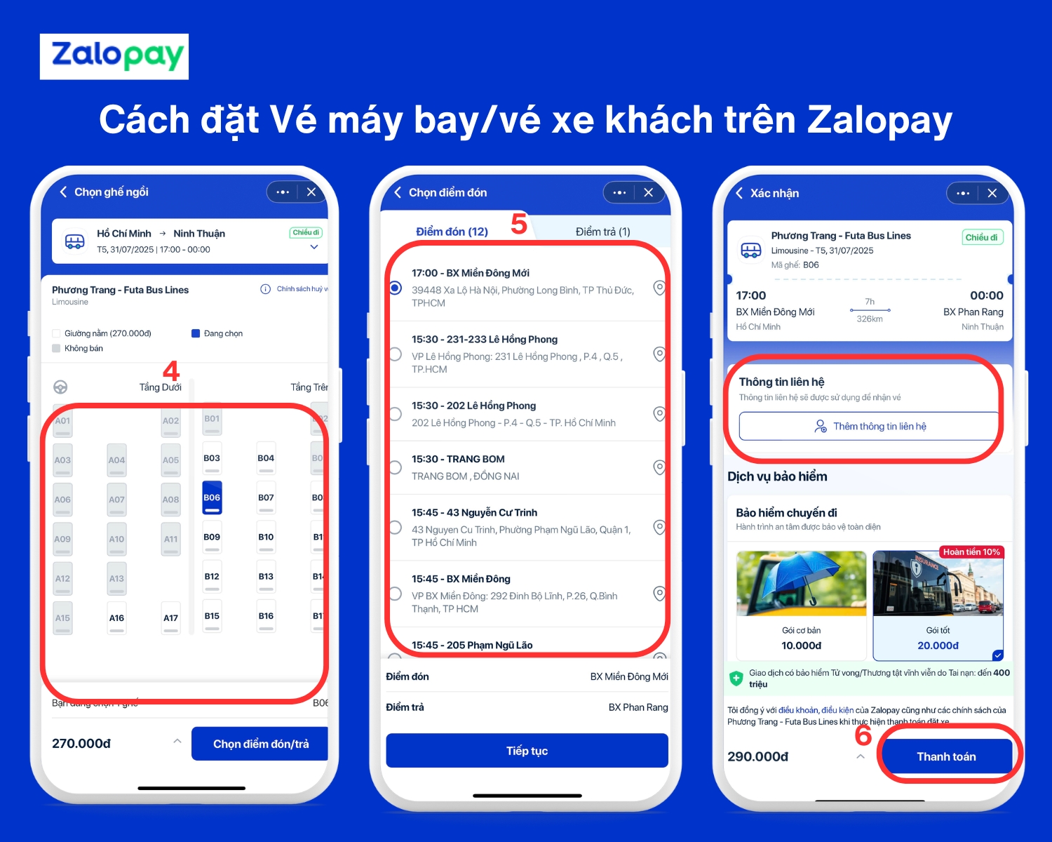 Đặt vé qua Zalopay