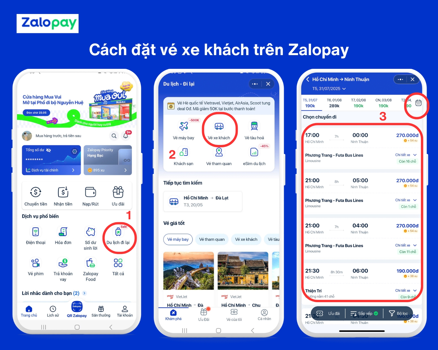Đặt vé xe khách qua Zalopay