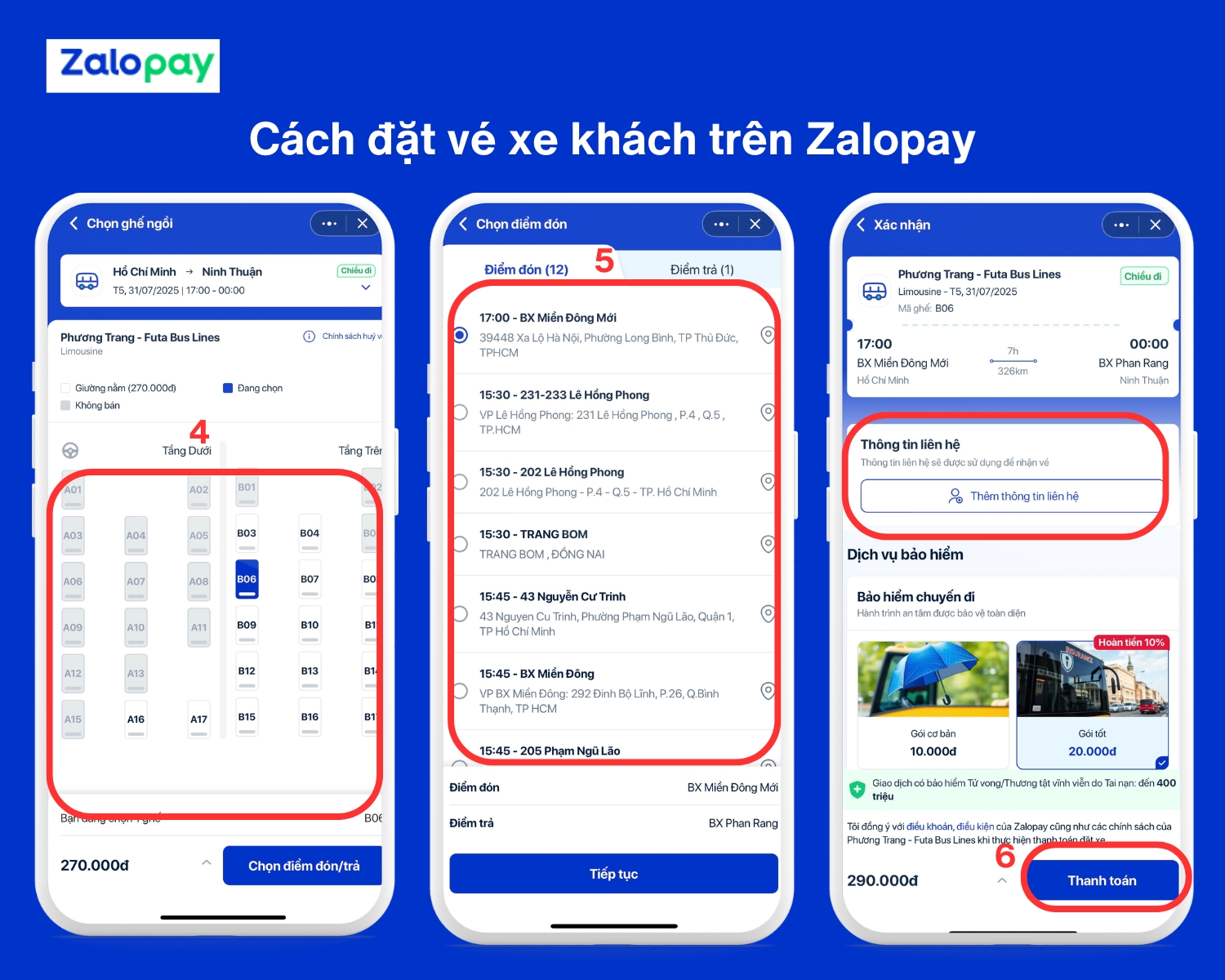Đặt vé xe khách qua Zalopay